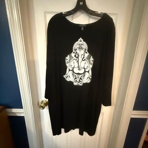 Upcycled Eileen Fisher tunic with goddess Ganesha. Size XL